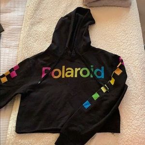 polaroid cropped sweatshirt hoodie